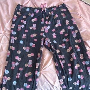 Kids Black Macaron Print Pajama Pants - Pink & Blue